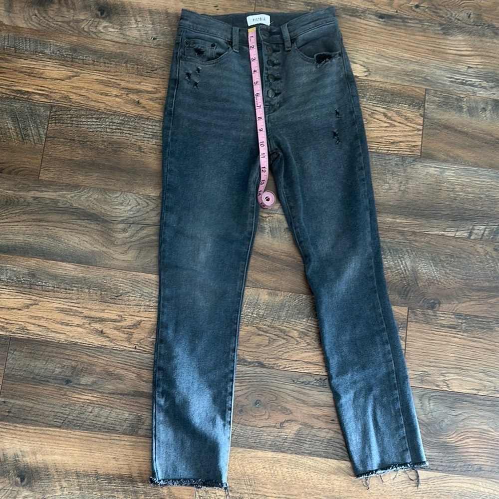 Pistola Black Ankle Cropped Jeans with Slit Detail